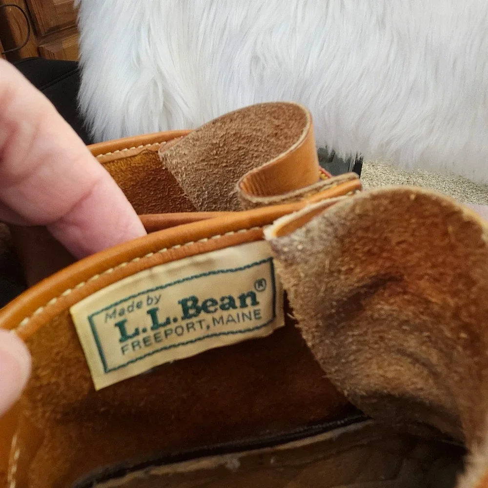 Vintage LL Bean Maine Hunting Shoe Duck Boots Tan Brown Leather Ankle Mens 7 USA